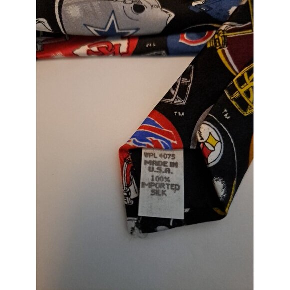 Novelty Team Neck Tie Silk 54" NFL National Football League Helmet Pattern Black - Picture 5 of 7